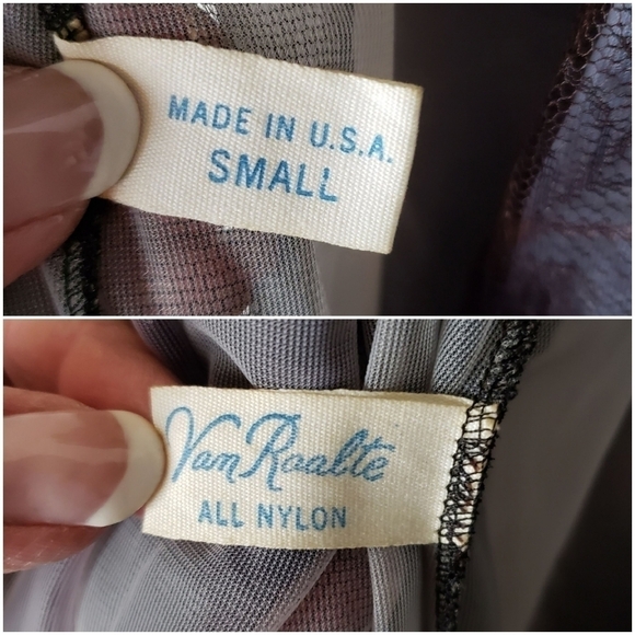 Vintage Van Roalte Radcliffe Lace Negligee Set Nightie and Robe S Black EUC - Picture 15 of 16
